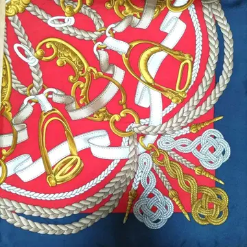 ITALY SILK 화려한 로프 디자인 스카프 약 90cm 90cm