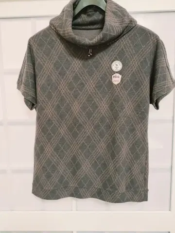 adabat 체크 무늬 터틀넥 반팔 니트 40