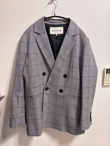 Ray BEAMS 그레이 계열 체크 테일러드 자켓