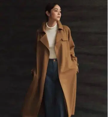 23구 울 개버딘 버튼 레스 트렌치코트 38