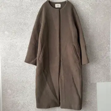 IENA 이에나 램스울 노카라 코트 38 브라운 롱 코트
