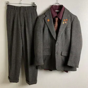 코디 수트 트위드풍 윈도페인 넥타이 셔츠 패턴 무늬 성인식