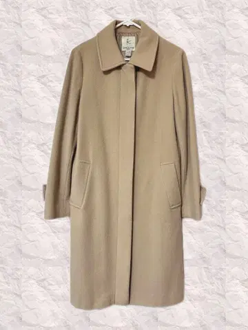 쿠미쿄쿠 울 90% 롱 코트 스탠칼라 히요쿠 버튼 울 베이지 M