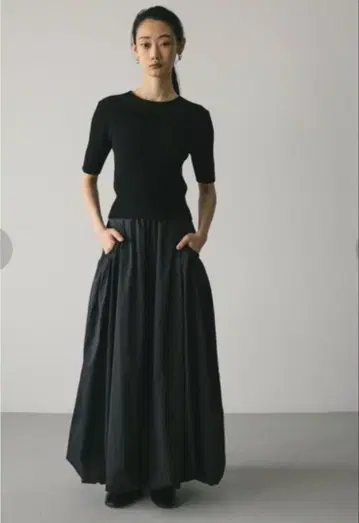 STYLEMIXER 셔링 포켓 벌룬 스커트 블랙 M