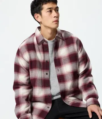 [ 미사용 새상품 ] 플란넬 체크 셔츠 유니클로 RED 빨간색