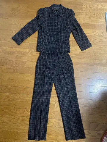 네이비 계열 체크 팬츠 셋업