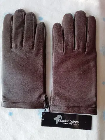 양가죽제 다크 브라운 가죽 그로브 미사용품 25cm 택 포함