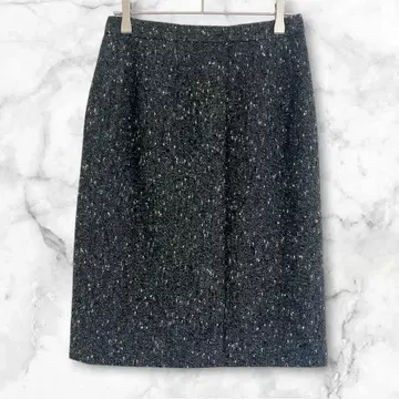 루이페로 블랙 계열 트위드 타이트 스커트 무릎 기장 M 울 혼방 일본제