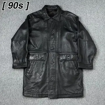 90s 빈티지 천연 가죽 가죽 자켓 양가죽 블랙 가죽 코트