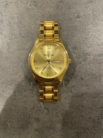 [ 자동 태엽 손목시계 ] CARNIVAL 골드 아날로그 시계 1986