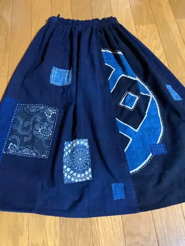 빈티지 원단 리메이크 핸드메이드 네이비 나염 통기 직염 하기가하가 스커트