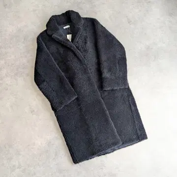 Deuxieme Classe 무스탕 체스터 코트 네이비 가죽