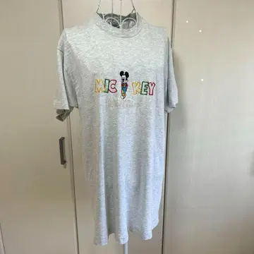 미키 자수 빈티지 T셔츠 그레이 사이즈 L