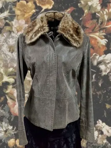 페어리 그런지 퍼 카라 부착 가죽 자켓