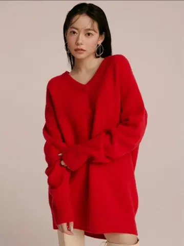 SNIDEL 울 V넥 니트 미니 원피스