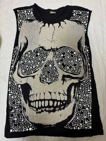 펑크/스컬 디자인 탱크탑 블랙