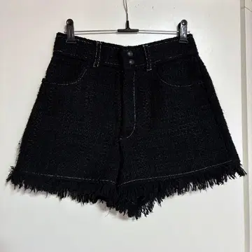 ZARA 블랙 트위드 프린지 디자인 숏팬츠 24 XS
