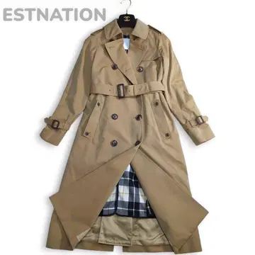 에스트네이션 36 트렌치코트 베이지 벨트 라이너 체크