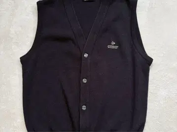 DUNLOP (던롭) V넥 니트 베스트 프론트 버튼 로고 자수