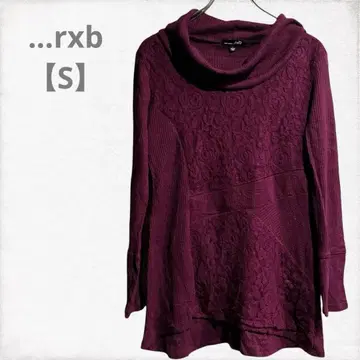 - rxb [ S ] 퍼플 코듀로이 넥 꽃무늬 튜닉