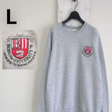 90s USA 프룻 오브 더 룸 맨투맨 래글런 슬리브 그레이 L