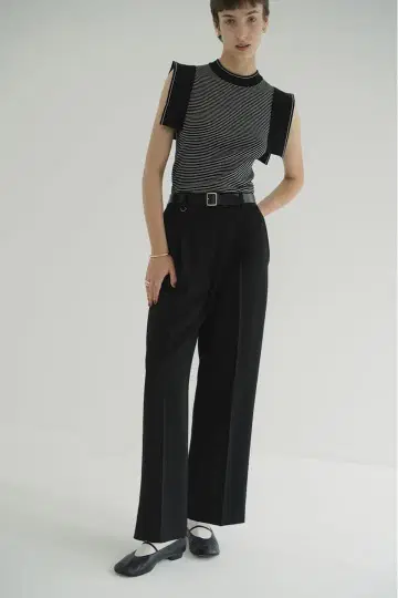 CLANE 2WAY TUCK STRAIGHT PANTS 블랙 2