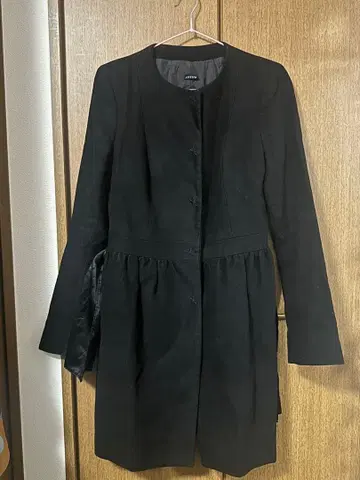 겨울 의류 큐프라 레이온 블랙 롱 코트 사이즈 36 실크 벨트