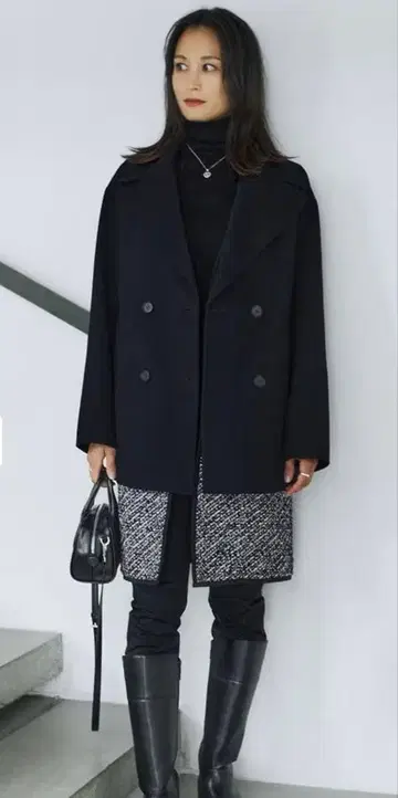 ICB 울 리버 P 코트 블랙 사이즈 2