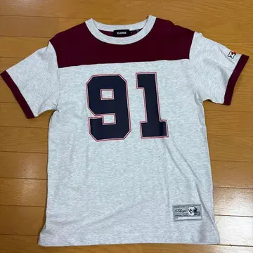 91 프린트 T셔츠 그레이/와인 레드
