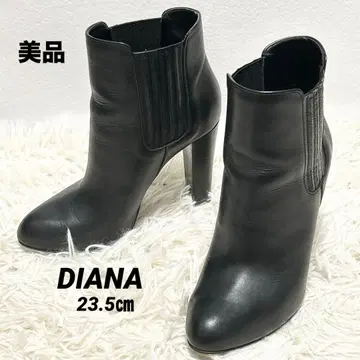 새상품급 DIANA 사이드 고어 숏부츠 와이드 힐 23.5cm 블랙