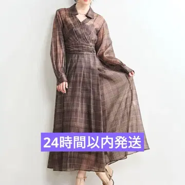 [ 새상품급 ] COCODEAL 체크 셔츠 원피스 사이즈 1 다크 브라운