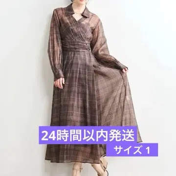 [ 새상품급 ] COCODEAL 체크 셔츠 원피스 사이즈 1 다크 브라운