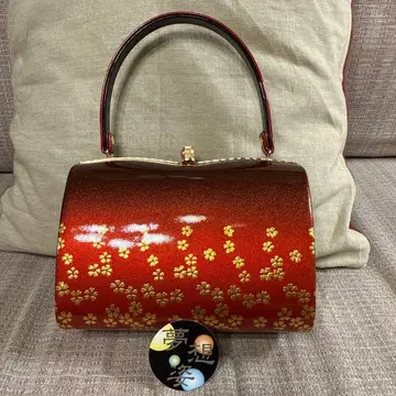 교토 기모노 유젠 몽상 모습 빨간 꽃무늬 일본 의류용 핸드백 새상품급