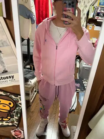 파워퍼프걸 스웨트 팬츠 핑크 y2k