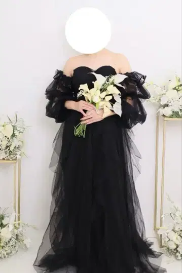 [ 탈부착 소매 포함 ] 웨딩 드레스 블랙 사전 촬영용