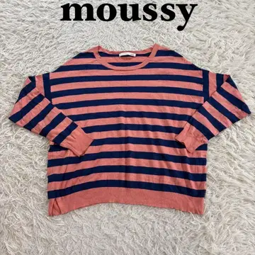 [ 새상품급 ] moussy 핑크 네이비 스트라이프 긴팔 니트