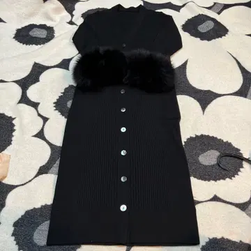 새상품급! 블랙 리브 퍼 가디건