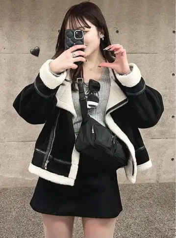 옷깃 2Way 무스탕 라이더 자켓 [fo2181] 블랙