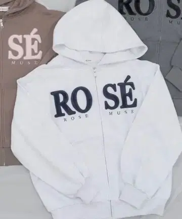 로제뮤즈 Fur logo zip hoodie 새상품 라이트 그레이