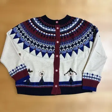 아이보리 기하학 패턴 가디건