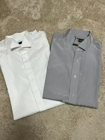 결혼식 신랑용 셔츠 2장 (화이트, 그레이)