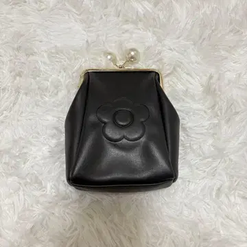 MARY QUANT 블랙 플라워 가마구치 파우치