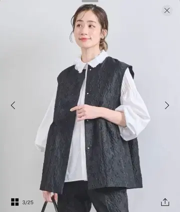 UNITED ARROWS 투톤 자카드 베스트