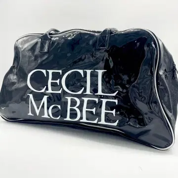 CECILE McBEE 세실 맥비 에나멜 보스턴 백 블랙 대용량