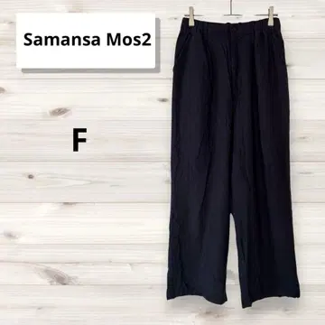 사만사 모스모스 슬랙스 린넨 혼방 허리밴딩 다크 네이비 네이비 F