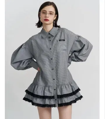 헴 레이스 프릴 튜닉 셔츠 jouetie