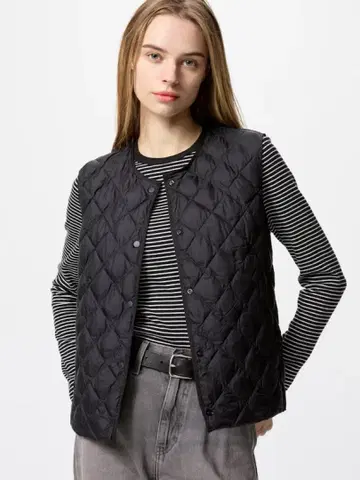 새상품 유니클로 퍼프 테크 퀼팅 베스트 웜 패디드 블랙 XXL