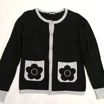 [레어] MARY QUANT 플라워 포켓 가디건 블랙