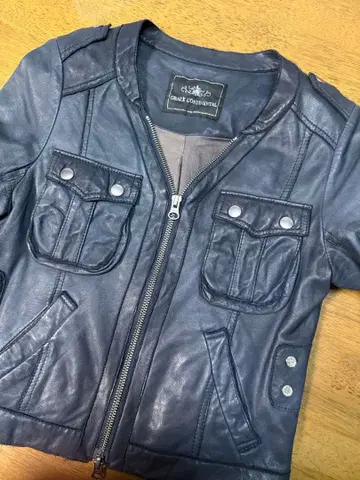 GRACE CONTINENTAL 네이비 다크 블루 가죽 양가죽 아우터