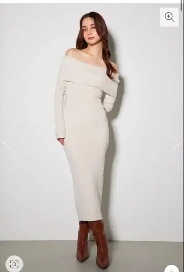 rienda 오프숄더 타이트 니트 원피스